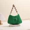 Bolsa de Hombro con Borlas de Algodón Tejido de Venta Caliente Transfronteriza Nueva Bolsa de Paja Plisada de Nicho para Mujer Bolsa de Playa para Vacaciones en la Costa