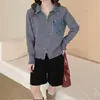Nuevo cárdigan de punto vintage estilo coreano para otoño e invierno, patchwork de mezclilla, cuello vuelto, para mujer, chaqueta suéter casual con cremallera