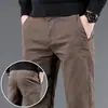 Novas Calças Masculinas Casuais de Corte Reto Soltas com Stretch para Outono/Inverno 2026, Calças de Trabalho de Espessura Média, Calças Sociais Masculinas