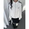 Sudadera cárdigan de punto con estampado de lunares estilo vintage americano, cuello alto, para mujer y hombre, chaqueta deportiva de otoño e invierno, estilo asiático ligero Y2K