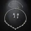 Collar y Pendientes de Zirconia de Lujo Ligero Joyería de Pedrería para Boda Europea y Americana Super Brillante Venta al por Mayor