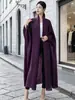 Abrigo chal largo extragrande transfronterizo, corte holgado y adelgazante, abrigo largo tipo bata con solapa y mangas murciélago, gabardina estilo Miyake