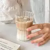 Vaso de Vidrio para Agua con Cintura de Patrón Vertical, Vaso Creativo para el Hogar con Rayas, Taza para Desayuno, Leche, Café, Vaso de Gran Capacidad para Jugos