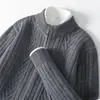 Outono e Inverno Novo Cardigã 100% Lã Pura Masculino Gola Redonda Zíper Engrossado Moderno Casaco Suéter de Caxemira