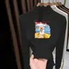 Camiseta Infantil Outono/Inverno Gola Meia-Alta Autoaquecimento Quente Top para Menina Acabamento com Babado de Veludo Camada Base