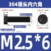 Tornillos de Cabeza Baja Hexagonal de Acero Inoxidable 304 Negros Din7984 Pernos Extendido de Cabeza Delgada M2M3M4M5M6M8