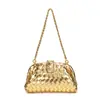 Bolso Tejido Nuevo Hecho a Mano con Acabado de Lujo, Diseño de Nicho, Bolso de Clip, Bolso de Concha con Cadena, Bolso de Hombro Versátil y de Moda