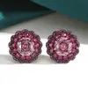 Novedad Otoño e Invierno Joyería Caliente Base de Cobre Chapado en Oro Simulado Corte Rosa Redondo Oro Negro Pendientes Retro Joyería 10*10