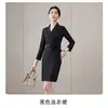 Vestido damasco para o outono e primavera, para negócios, social,通勤 (commuter), com temperamento, roupa de trabalho, terno, salão de beleza, profissional, outono