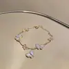 Asas de Borboleta Névoa de Pêssego~ Pulseira Borboleta de Zircônia Super Brilhante Doce Estilo Coreano Pulseira Estilo Ins Luxo Leve de Alta Qualidade Acessório de Mão Versátil