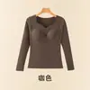 Ropa Interior Térmica para Mujer Ultra Delgada que Embellece la Piel Otoño e Invierno Invisible Superior Camiseta Base Invierno Nutritiva para la Piel Se Puede Usar por Fuera Bn1-Manga Larga