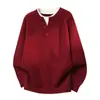 Suéter Vermelho para Homens, Novo Estilo Outono e Inverno 2026, Tricô Casual Solto Preguiçoso Gola Redonda