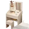 Penteadeira para quarto de casa, design simples e moderno com espelho, mesa de maquiagem compacta multi-funcional com armazenamento
