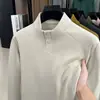 Directo del fabricante: Camiseta de manga larga para hombre Otoño/Invierno, cuello semi-alto, forro polar interior, nuevo estilo versátil para hombres jóvenes y de mediana edad