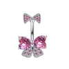 Nuevos Anillos para Ombligo Rosas con Lazo Estilo Europeo y Americano, Diversas Joyas para Piercing con Circonitas de Gran Venta, Accesorios para Anillos de Ombligo