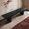 Banco longo de madeira maciça nórdica, banco preto para mesa de jantar em casa, banquinho de madeira natural na cor nogueira, banco para trocar de sapatos para lojas de roupas