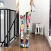 Leggings de Seda de Leche para Mujer Estilo Otoño Europeo y Americano Estampado Étnico Personalizado Adelgazantes Finos Pantalones de Yoga de Nueve Puntos