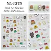 Adesivos Fofos de Animais Pequenos para Unhas 5D Em relevo Estéreo Desenho Animado Coelho e Urso Adesivos de Arte para Unhas DIY Joias Estilo Yl