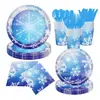 Amazon Novos Pratos de Papel para Festa 7 polegadas 9 polegadas Flocos de Neve de Inverno Festa de Família e Amigos Utensílios de Mesa Descartáveis para Festa