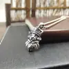 Colgante vintage s925 al por mayor lindo gatito animal sombrero plata esterlina pulida cadena para suéter para hombres y mujeres simple japonés y coreano