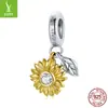 Yinziyun Original Plata de Ley S925 Chapada en Oro Joyería Accesorios Transfronterizo Corazón Abeja Pulsera DIY Cuentas