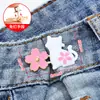 Botón Mágico de Cintura para Jeans Ajustables de Cintura Grande, Sin Costuras, Sin Perforaciones, con Diseño de Gato y Flor