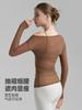 Cubierta de Yoga Plegada Deseo Puro Otoño Hombros Descubiertos Camiseta Deportiva Larga Manga Larga Malla Ligera Transpirable Ropa de Fitness