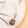 Colgante llavero de búho tallado en sándalo verde para hombre, llavero creativo y lindo, colgante para bolso para mujer