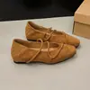 Novo estilo com boca rasa sola macia sapatos de peça única retrô outono Mary Jane sapatos femininos bico quadrado boca rasa sapatos cruzados versáteis aumento interno de altura