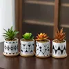 Dongheng Maceta de Animales Estilo Japonés y Coreano Maceta Mini Pulgar Adornos Set de Búho Cambio de Horno Maceta para Suculentas con Base