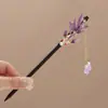 Nuevo Pasador de Pelo de Carpa China para Mujer, Madera de Ébano de Imitación, Pasador de Pelo con Borla de Estilo Antiguo, Accesorio para Peinado Updo Hanfu Qipao Hecho a Mano, Pasador de Madera