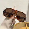 Óculos de Sol Modernos com Armação Grande para Mulheres, Novo Estilo Aviador Retrô Europeu e Americano, Efeito Emagrecedor para Rostos Grandes, Proteção UV, Óculos de Sol com Estampa de Leopardo para Homens