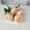 Ramo de rosas artificiales de imitación estilo europeo de Amazon transfronterizo, 5 unidades, para decoración de bodas, hogar, hotel y adornos.