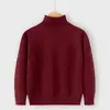 Suéteres de Algodón de Cuello Alto al por Mayor Transfronterizos para Niños y Niñas, Color Sólido Otoño e Invierno, Base Cálida de Punto de Manga Larga