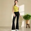Conjunto de top de yoga de encaje azul sin hombros para mujer, diseño de verano sin hombros, ajuste ceñido, top elegante con almohadillas en el pecho