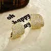Pendientes de Diseño de Nicho Moda Superficie Curva Microincrustados de Circonita, Exquisito Temperamento de Lujo Ligero, Pendientes de Gama Alta Estilo Socialité