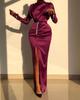 Outono e Inverno Nova Roupa Feminina Europeia e Americana Amazon Ebay Vestido de Gola Alta Manga Longa com Fenda Saia Longa Novo Estilo