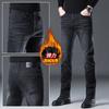 Jeans Preto e Cinza Novo Outono 2026 para Homens, Corte Reto Slim, Estilo Primavera e Outono, Calças Casuais Longas Masculinas com Forro de Lã