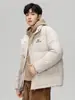 Jaqueta Curta de Penas Masculina Inverno 2025 Nova Marca Tendência Gola Alta Estampada Legal Leve Espessa Casaco de Inverno Masculino