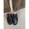Versión de Piel de Vaca~Mocasines Cuadrados de Piel Genuina Brogue Vintage para Mujer, Zapatos Versátiles de Piel Negra con Hebilla y Borlas