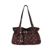 Bolsa tote vintage transfronteiriça, bolsa de ombro de camurça de grande capacidade, bolsa de mão plissada de bolinhas de qualidade de exportação, bolsa feminina personalizada