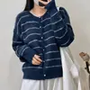 Suéter de rayas estilo coreano, nueva colección otoño/invierno, diseño de alta gama, cárdigan de punto rejuvenecedor, top para mujer