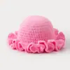 Gorro de Lana Tejido Hecho a Mano Transfronterizo, Gorro Ondulado Grueso a Prueba de Viento para Otoño e Invierno, Gorro de Punto Simple Versátil de Color Sólido