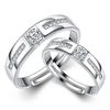 Casal de anel de prata abrindo zircão vivo feminino de seis garras anel de casamento fabricantes de jóias enfeites de mão geração por atacado
