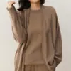 Cardigã de Caxemira Estilo Casual para Mulheres, Comprimento Médio, Estilo Preguiçoso, Peça de Tricô Solta, Jaqueta Suéter Versátil, Casual