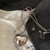Collar largo de platino bañado en cobre con diseño de nicho, cadena de lana tridimensional con gran amor, collar de uso apilado, cadena de lana con sentido avanzado