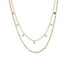 Colar Yunyao Moda Europeia e Americana Lantejoulas em Forma de Losango Camada Dupla Aço Titânio para Mulheres com Design Único Cor Dourado 18K Gargantilha