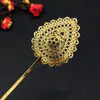 Joyas Yingyi Bricolaje Restauración Estilo Tang Flor de Seda Dorada Pasador Forma de Gota Antiguo Tocado Material para Pasador