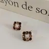 Aretes para Mujer con Diseño de Nicho, Aretes Cuadrados de Zirconia Color Caramelo, Versátiles y Elegantes, con Broches de Plata 925
