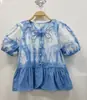 Vestido artístico azul tie-dye hecho a mano de Radix Isatidis de planta pura original, sobrecapas exteriores protectoras solares